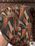 Abstract Silk Necktie Jacquard Brocade - Copper Brown / Brown / Black / Tan