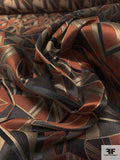 Abstract Silk Necktie Jacquard Brocade - Copper Brown / Brown / Black / Tan