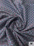 Circle Link Grid Silk Necktie Jacquard Brocade - Red / Blue / White