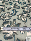 Floral Printed Crinkled Silk Chiffon - Dusty Mint / Dusty Seafoam / Turquoise