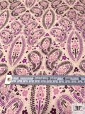 Paisley Quadrants Printed Cotton-Silk Voile - Pink / Orchid Purple / Plum / Nude