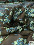 Anna Sui Floral-Inspired Printed Cotton-Silk Voile Panel - Army Green / Light Blue / Navy Blue / Mint