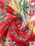 Sunshine State Printed Soft Silk Gauze-Chiffon Panel - Red / Green / Yellow / Hot Pink / White