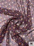 Anna Sui Ditsy Floral Printed Slightly Crinkled Silk Chiffon - Purple / Orange / Black / White