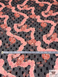 Exotic Trailing Floral Printed Clip Silk Chiffon - Red / Black / Pinks