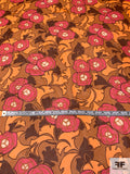 Dramatic Floral Printed Silk Chiffon - Orange / Hot Pink / Brown