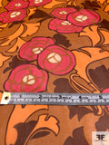 Dramatic Floral Printed Silk Chiffon - Orange / Hot Pink / Brown