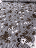 Italian Lela Rose Floral Gingham Printed Cotton Lawn - Black / Off-White / Brown