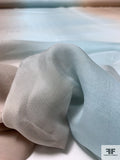 French Ombré Printed Silk Chiffon - Icy Sky Blue / Tan