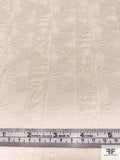 Ethno-Geometric Embroidered Silk Georgette - Beige / Off-White