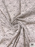 Swirly Vine Embroidered Silk Georgette - Black / Off-White
