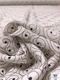 Swirly Vine Embroidered Silk Georgette - Black / Off-White