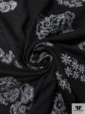 Lela Rose Floral Embroidered Poly-Cotton Knit - Black / Off-White