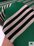 Lela Rose Italian Horizontal Striped Rayon Blend Ponte Knit - Green / Black / Light Nude