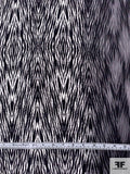 Hazy Ikat-Inspired Printed Silk Crepe de Chine - Black / Off-White / Grey