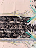 Exotic Double-Border Pattern Printed Silk Crepe de Chine - Seafoam / Yellow / Black / Taupe / Nude-Blush