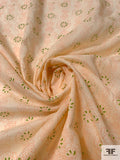 Dot Sketch Floral Printed Cotton Voile - Pastel Peach / Lime