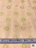 Dot Sketch Floral Printed Cotton Voile - Pastel Peach / Lime