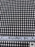 Gingham Check Seersucker Stretch Cotton Shirting - Black / Off-White
