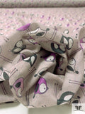 Nursery Birds Printed Cotton Voile - Grey / Orchid / Black / Off-White