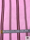 Vertical Striped Printed Cotton Voile - Bubblegum Pink / Maroon