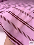 Vertical Striped Printed Cotton Voile - Bubblegum Pink / Maroon