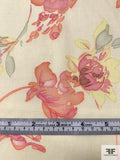 Feminine Floral Printed Cotton Voile - Coral / Pink / Yellow / Sugar Cookie