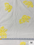 Flocked Exotic Floral Cotton Lawn - Yellow / Off-White