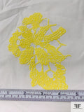 Flocked Exotic Floral Cotton Lawn - Yellow / Off-White