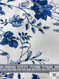 Floral Field Printed Stretch Cotton Twill Panel - Navy / Blue / White