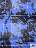 Large-Scale Abstract Printed and Shadow Plaid Cotton-Silk Voile - Cobalt Blue / Black
