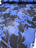Large-Scale Abstract Printed and Shadow Plaid Cotton-Silk Voile - Cobalt Blue / Black