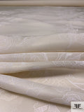 Italian Floral Printed Heavy Silk Gazar Panel - Light Ivory / White