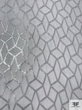 J Mendel Italian Geometric Web Metallic Silk Chiffon - Grey / Silver