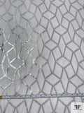 J Mendel Italian Geometric Web Metallic Silk Chiffon - Grey / Silver