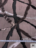 J Mendel Italian Houndstooth Printed Silk Gazar with Metallic Jacquard Pattern - Brown / Black / Grey