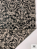 Regal Textured Brocade with Glossy Finish - Black / Beige