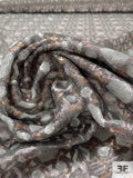 J Mendel Fine Sequins in Geometric Pattern on Tulle - Dark Grey / Light Grey