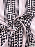Linear Checkered Printed Silk Charmeuse - Black / White / Grey