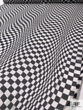 Hypnotic Checkerboard Printed Silk Chiffon - Black / Off-White