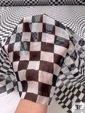 Hypnotic Checkerboard Printed Silk Chiffon - Black / Off-White