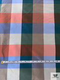 Plaid Yarn-Dyed Silk Taffeta - Blues / Teal / Smokey Green / Reds