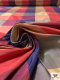 Plaid Yarn-Dyed Silk Taffeta - Reds / Purples / Greys / Beige