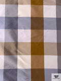 Plaid Yarn-Dyed Silk Taffeta - Greys / Khaki Gold / Tans