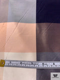 Plaid Yarn-Dyed Silk Taffeta - Light Peach / Brown / Navy