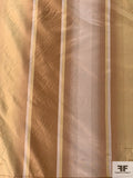 Vertical Striped Yarn-Dyed Silk Taffeta - Khaki Golds / Caramel Brown