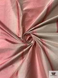 Vertical Striped Yarn-Dyed Silk Taffeta - Dusty Pinks / Beige