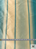 Vertical Striped Yarn-Dyed Silk Taffeta - Dusty Turquoise / Almond Beige