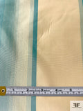 Vertical Striped Yarn-Dyed Silk Taffeta - Dusty Turquoise / Almond Beige