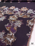 Italian Floral Metallic Brocade Panel - Purple / Silver / Rusty Orange